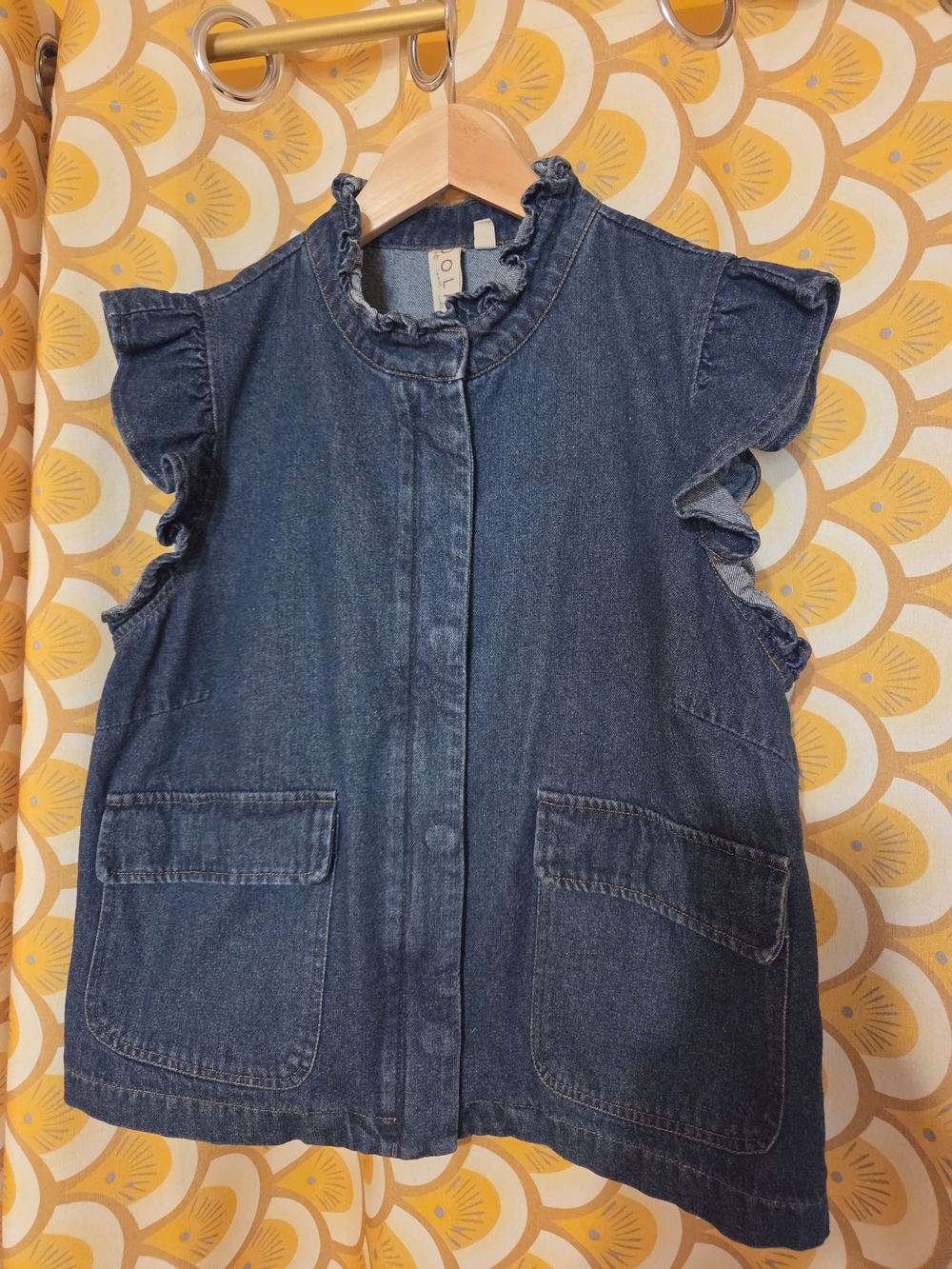 Dolan Denim Ruffle Sleeve Jean Vest